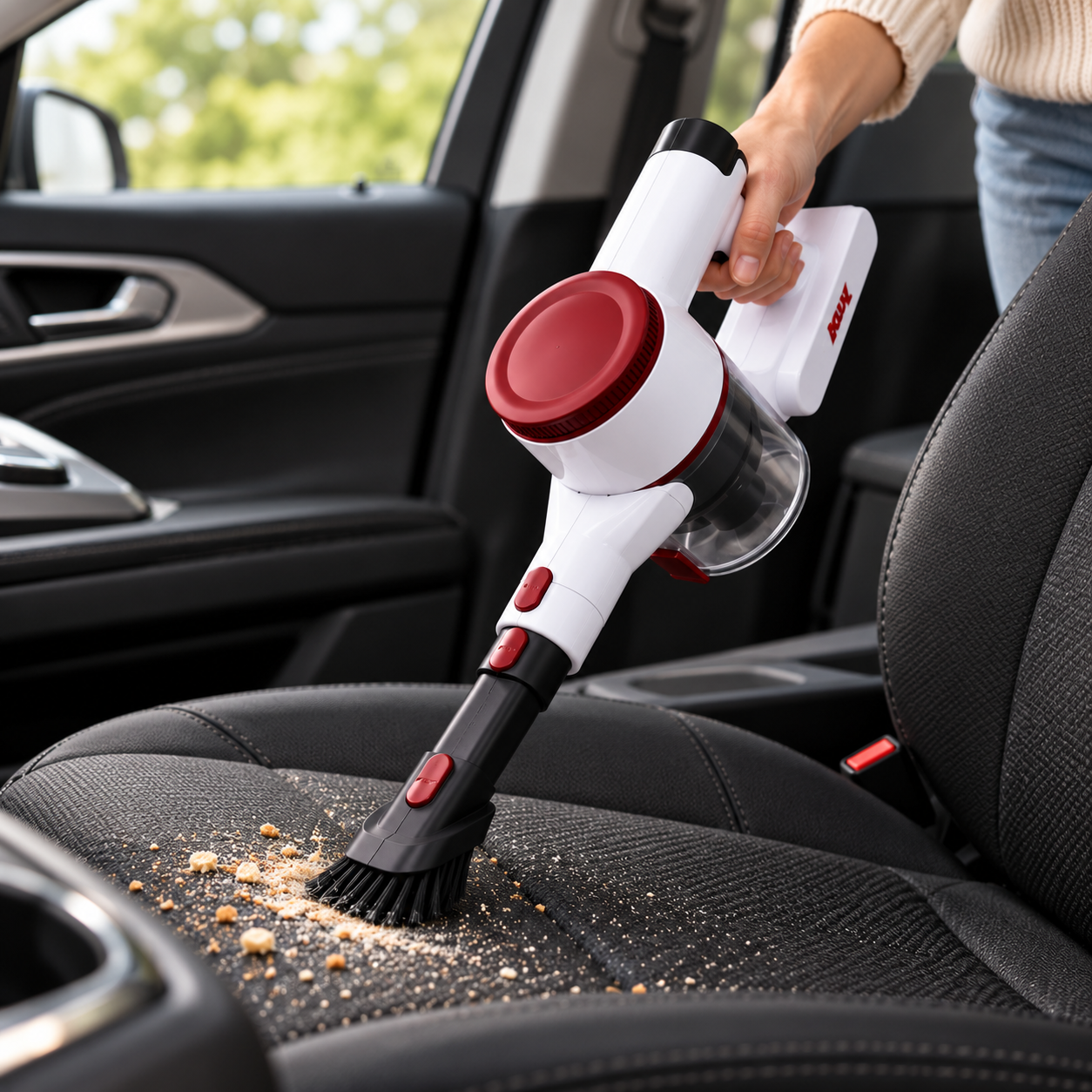 Ručni usisivač čisti sjedište automobila